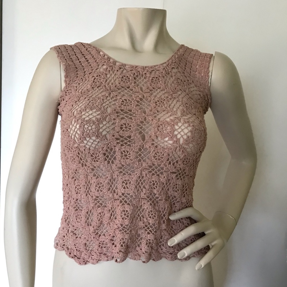 I take hand crocheted nude top.
